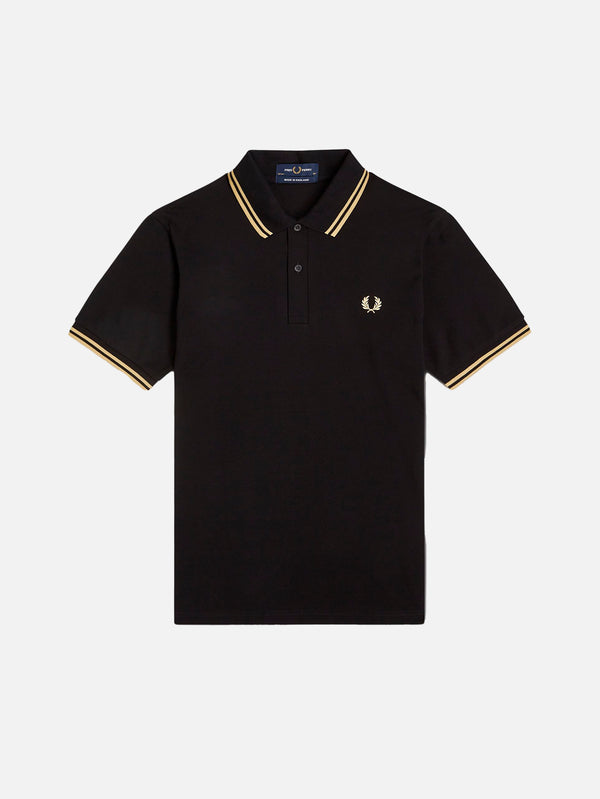 Twin Tipped Fred Perry Shirt - Black/Champagne