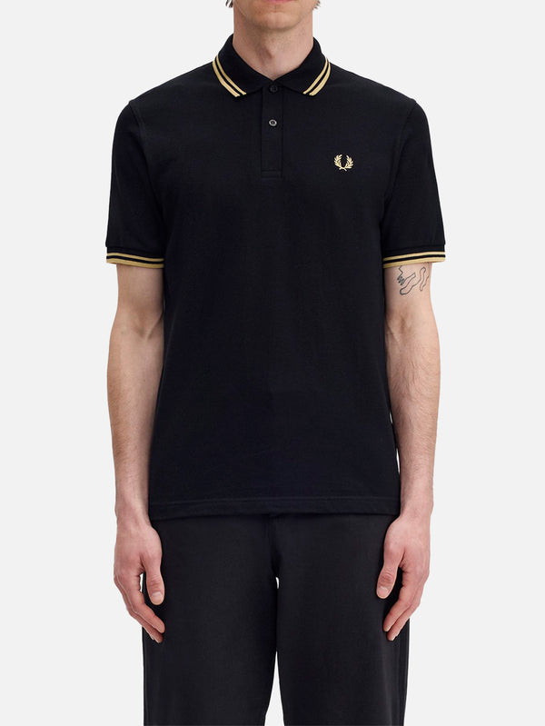 Twin Tipped Fred Perry Shirt - Black/Champagne
