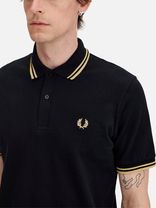 Twin Tipped Fred Perry Shirt - Black/Champagne
