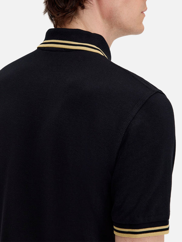 Twin Tipped Fred Perry Shirt - Black/Champagne