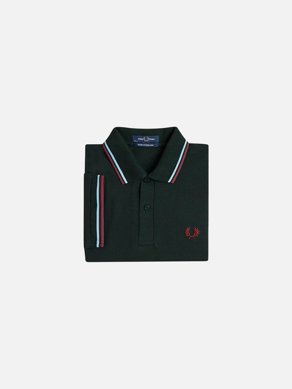 Twin Tipped Fred Perry Shirt - Night Green/Ice/Oxblood