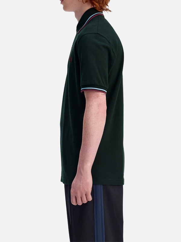 Twin Tipped Fred Perry Shirt - Night Green/Ice/Oxblood