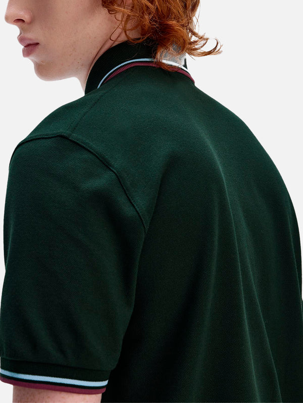 Twin Tipped Fred Perry Shirt - Night Green/Ice/Oxblood