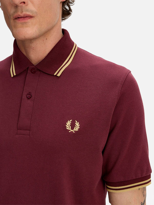 Twin Tipped Fred Perry Shirt - Oxblood/Champagn