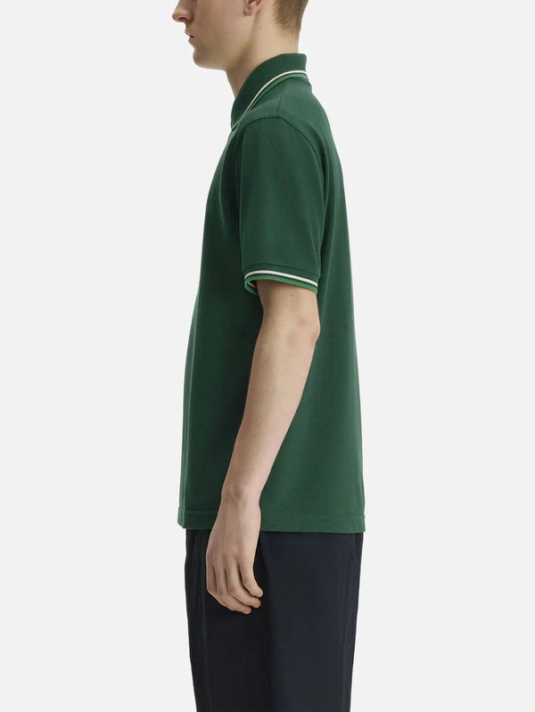 FRED PERRY Twin Tipped Fred Perry Shirt - Dark Green/White – yan görünüm