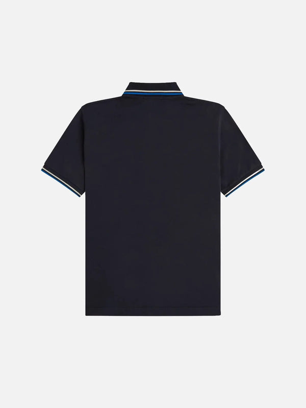 FRED PERRY Twin Tipped Fred Perry Shirt - Navy/White – navy/white, arka görünüm