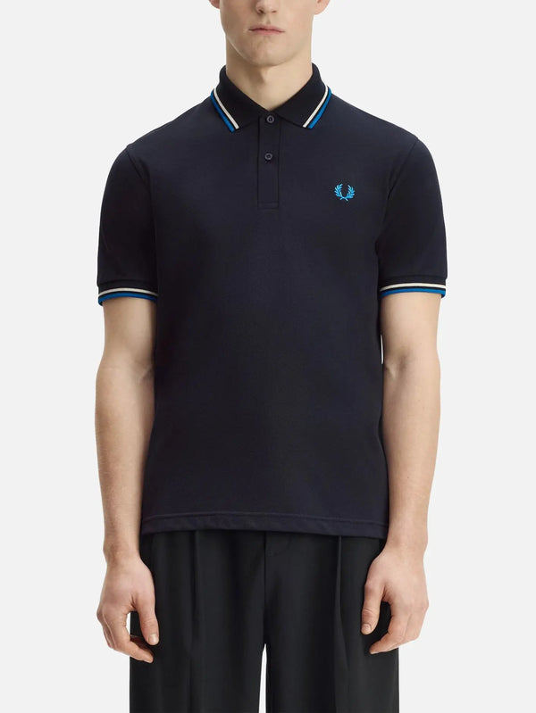 shopi go Twin Tipped Fred Perry Shirt - Navy/White – Navy/White, ön görünüm