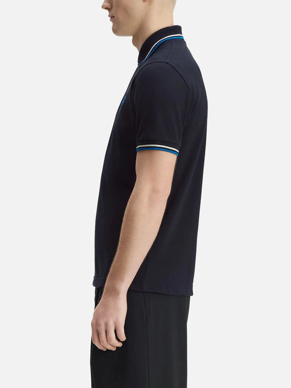 FRED PERRY Twin Tipped Fred Perry Shirt – Navy/White, yandan görünüm