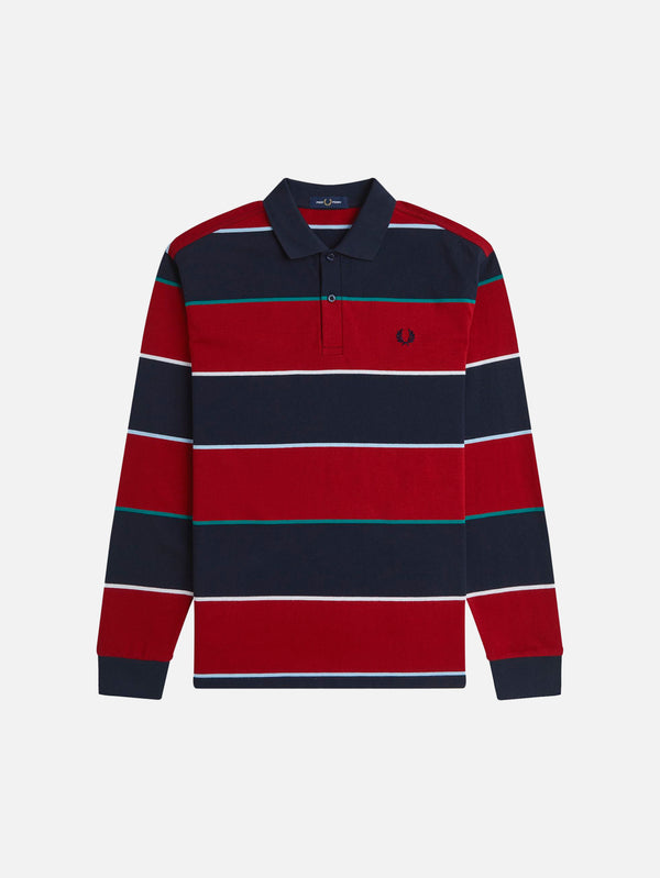 Hw Jersey Striped Polo Shirt - Navy