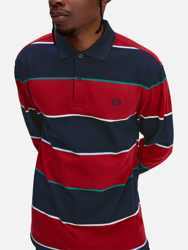 Hw Jersey Striped Polo Shirt - Navy