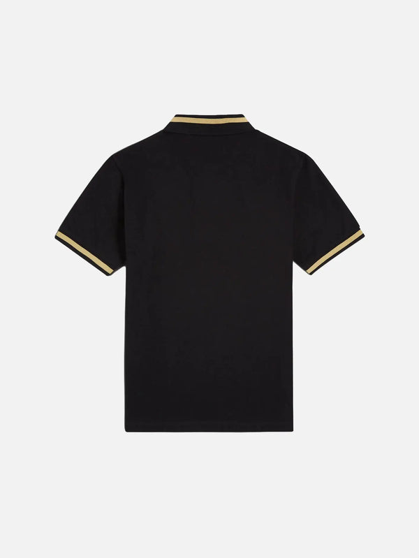 FRED PERRY Single Tipped Fred Perry Shirt – Black/Champagne, arka görünüm