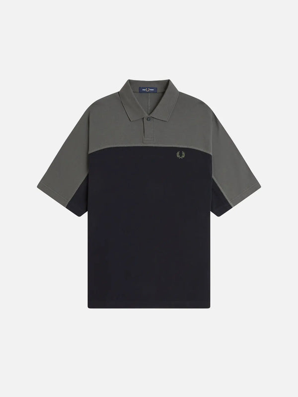 FRED PERRY Colour Block Polo Shirt – siyah, gri, ön görünüm