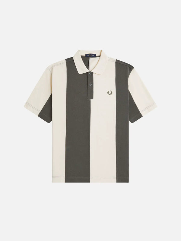 Fred Perry Cut And Sew Panelled Polo Shir - Ecru – ön görünüm