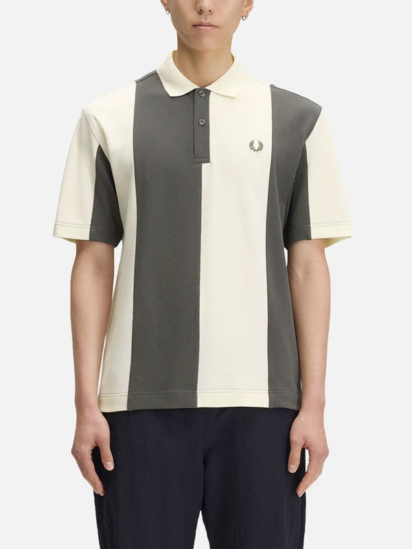 FRED PERRY Cut And Sew Panelled Polo Shir – Ecru, önden görünüm