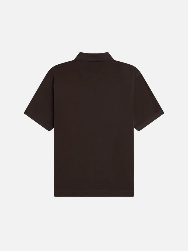 FRED PERRY Tennis Net Tape Polo Shirt - Rich Brown – Rich Brown, arka görünüm