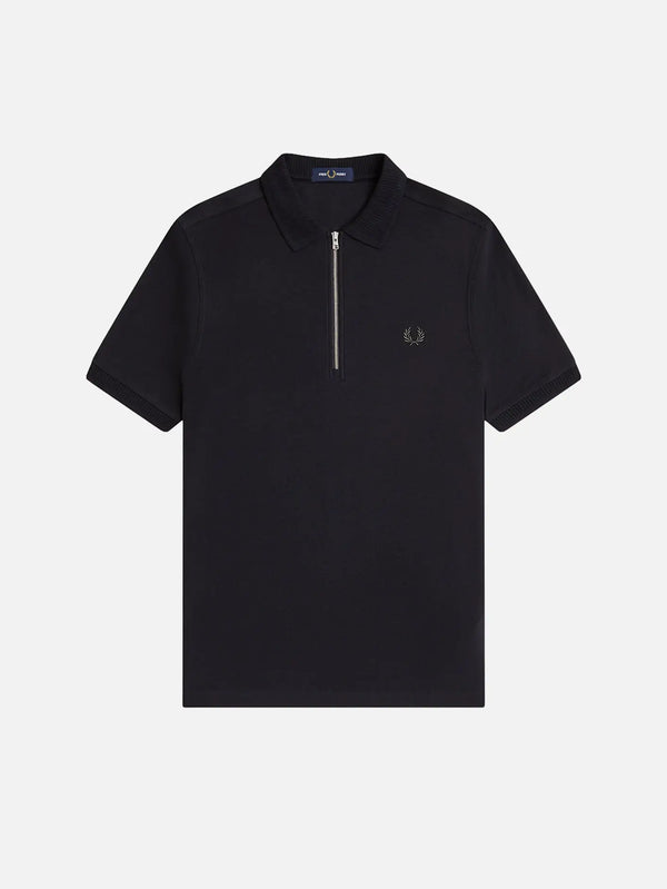 FRED PERRY Crepe Pique Polo Shirt - Black – siyah, önden görünüm