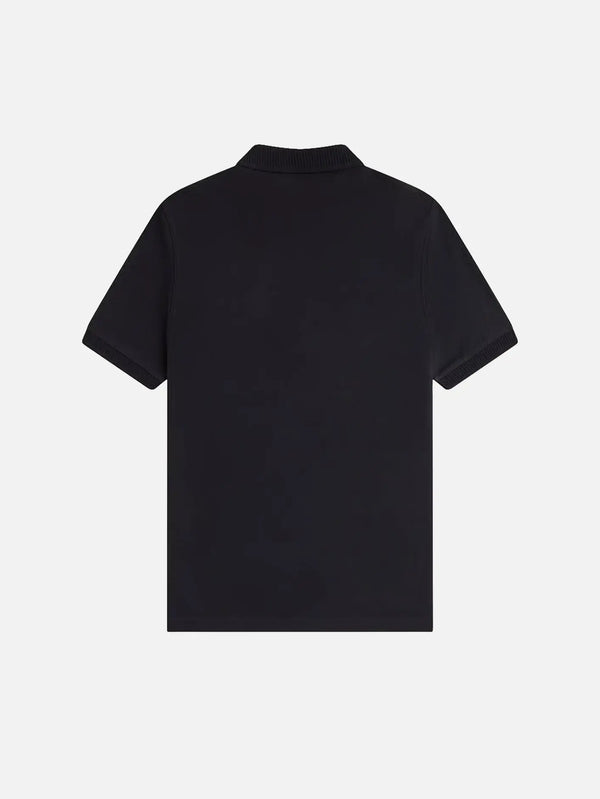 FRED PERRY Crepe Pique Polo Shirt - Black – arka görünüm
