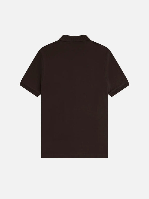 FRED PERRY Crepe Pique Polo Shirt - Rich Brown – Rich Brown, arka görünüm