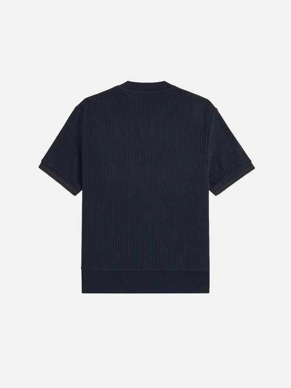 FRED PERRY Drop Needle Jersey T-Shirt – Navy/White, arka görünüm