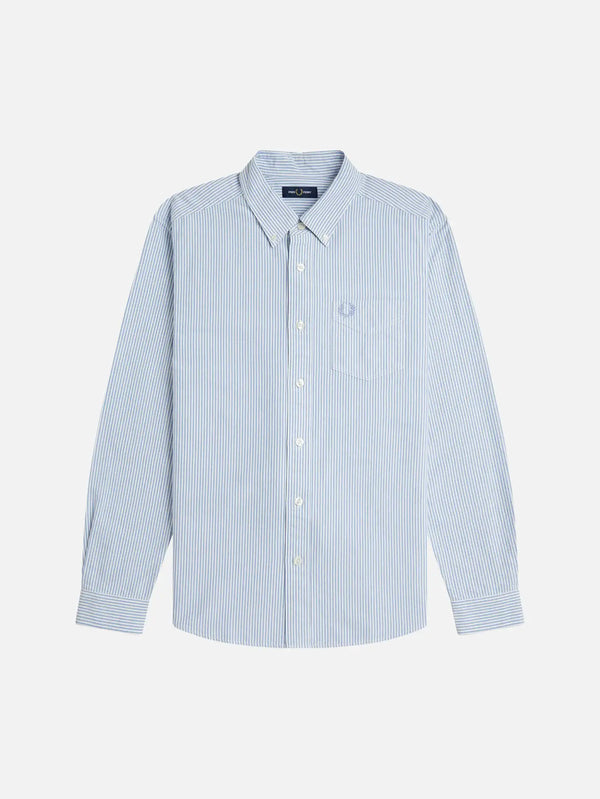 FRED PERRY Relaxed Striped Oxford Shirt - Blue/White – Blue/White, önden görünüm