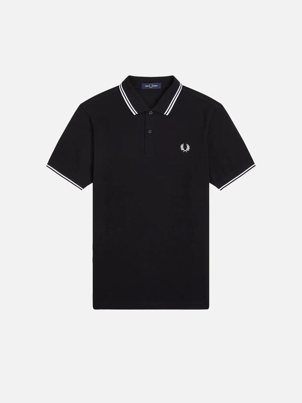 FRED PERRY Twin Tipped Fred Perry Shirt – Black/White, önden görünüm