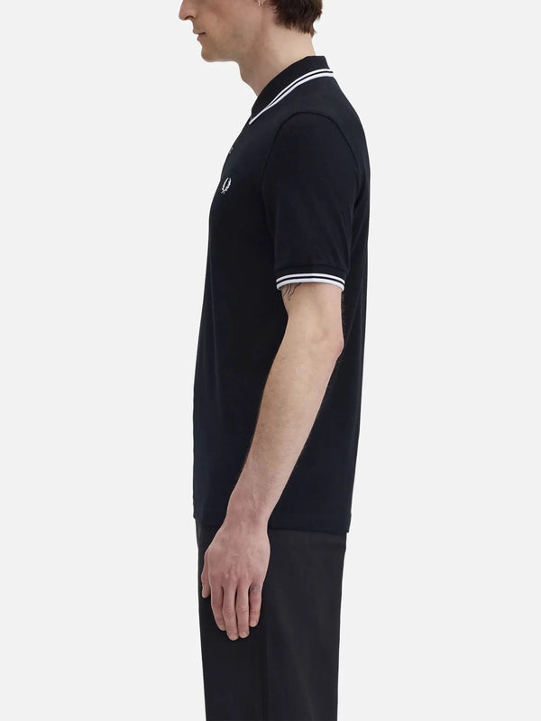 FRED PERRY Twin Tipped Fred Perry Shirt - Black/White – Black/White, yandan görünüm
