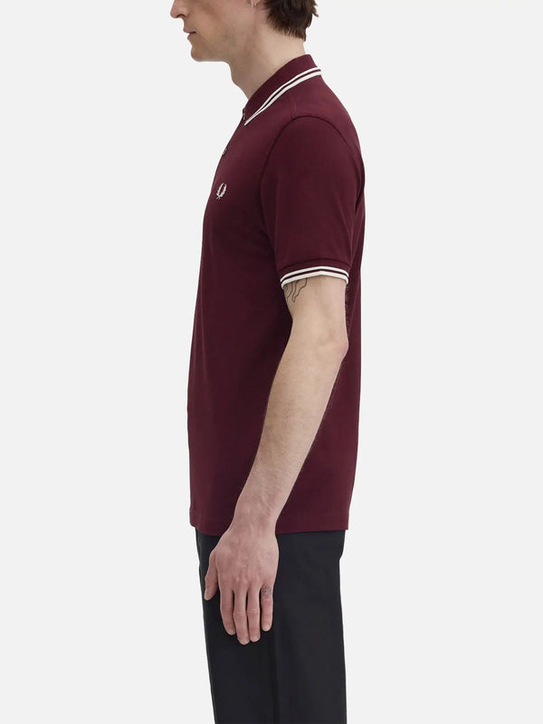 FRED PERRY Twin Tipped Fred Perry Shirt – Oxblood/Ecru, yandan görünüm