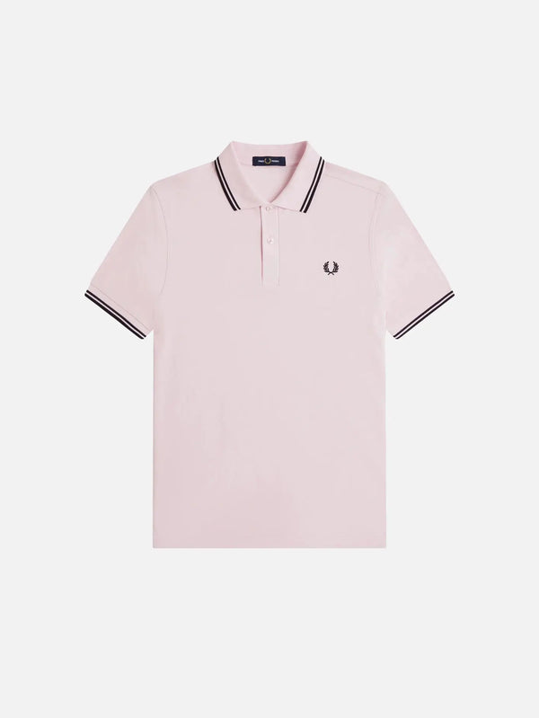 FRED PERRY Twin Tipped Fred Perry Shirt – Iced Pink/Navy, önden görünüm