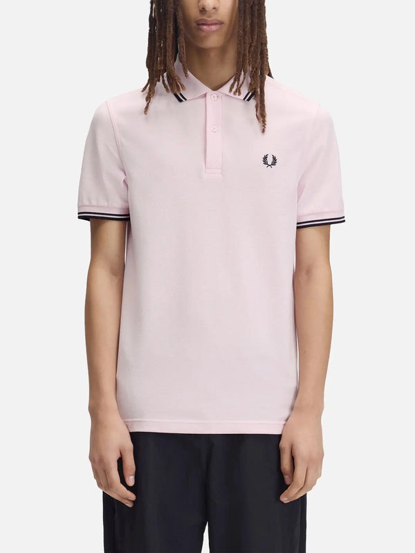 FRED PERRY Twin Tipped Fred Perry Shirt - Iced Pink/Navy, önden görünüm