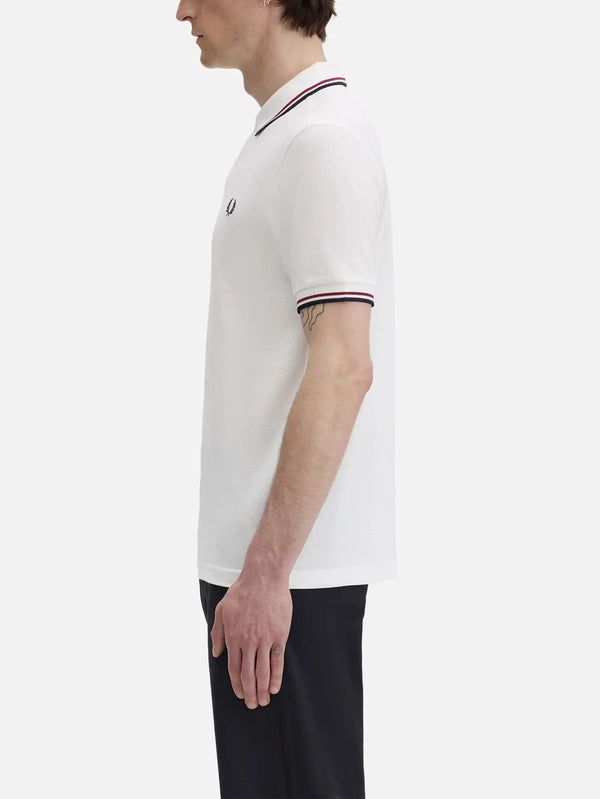 FRED PERRY Twin Tipped Fred Perry Shirt – Snow White/Burnt Re, yan görünüm