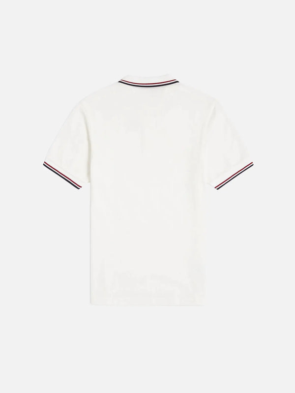 FRED PERRY Twin Tipped Fred Perry Shirt - Snow White/Burnt Re – Snow White/Burnt Re, arka görünüm
