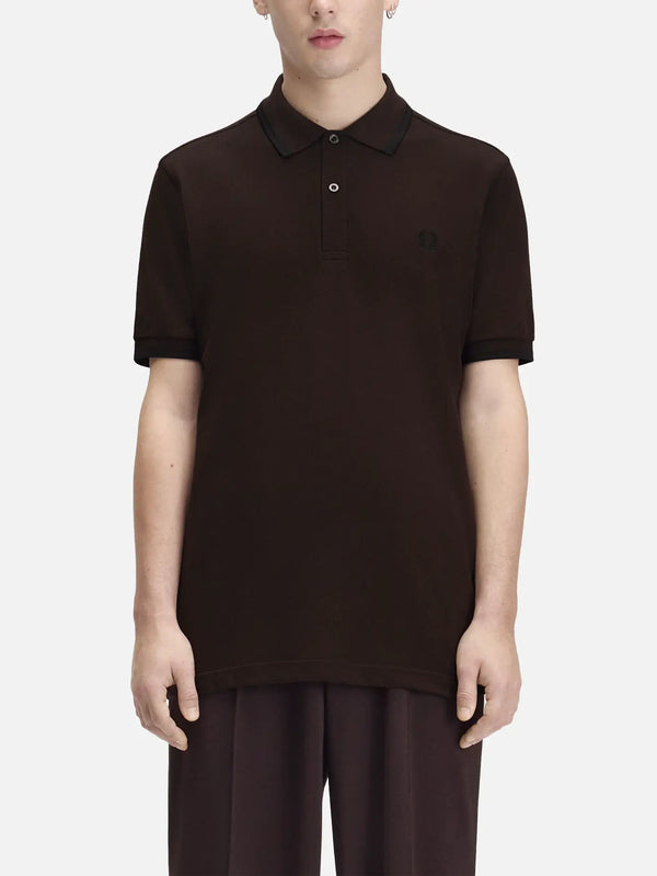 Fred Perry Twin Tipped Fred Perry Shirt – Rich Brown/Black, önden görünüm