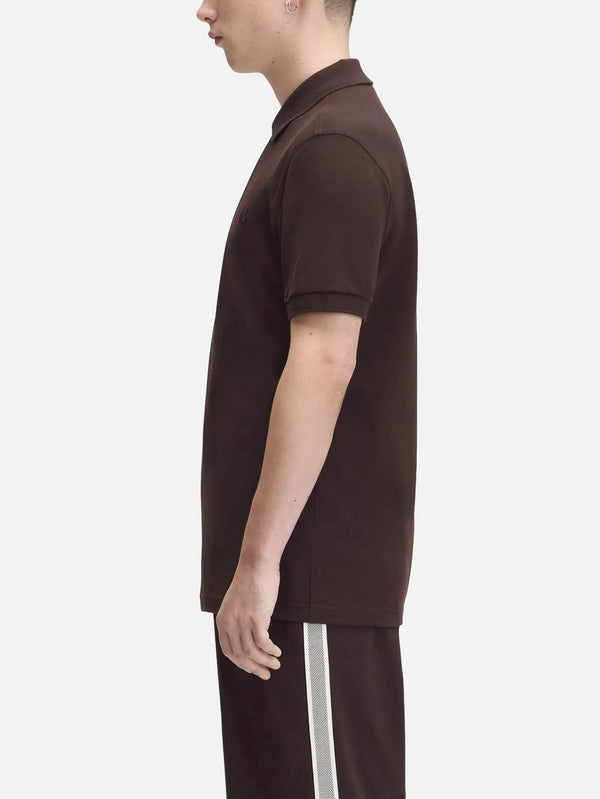 FRED PERRY The Fred Perry Shirt - Chocolate/Black – Chocolate/Black, yandan görünüm
