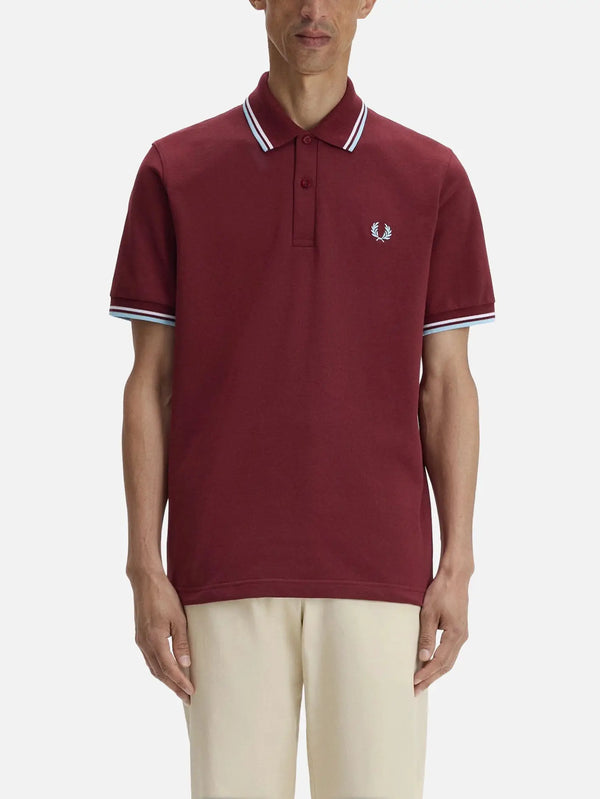 Fred Perry Fine Stripe Heavyweight T-Shirt – Plum, ön görünüm