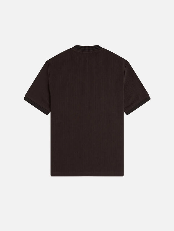 FRED PERRY Ribbed Jersey T-Shirt – Chocolate, arka görünüm