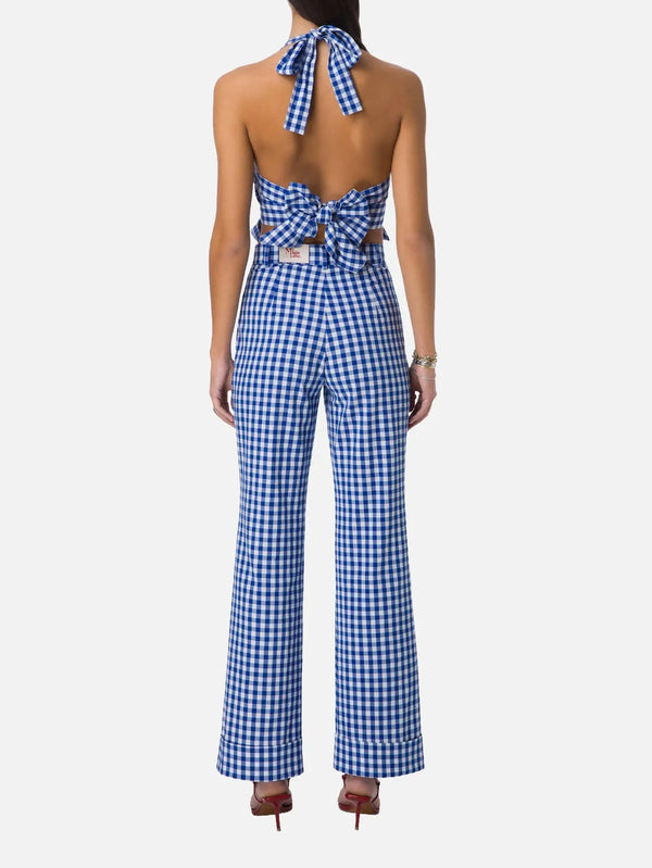 MI MAGIC LOVE Marne Set - Blue Gingham – arkadan görünüm, bağlamalı sırt detayı