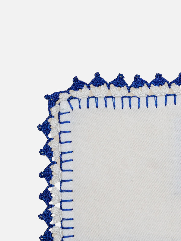 OHM HANDMADE, Amerikan Servis 4'Lü Set - Beyaz Mavi, AMERİKAN SERVİS, shopi go'da!