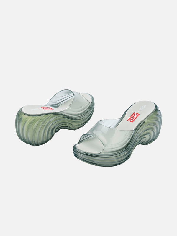 MELISSA, Quantum Platform + Diesel Ad Sandalet - Şeffaf Mavi, SANDALET, shopi go'da!