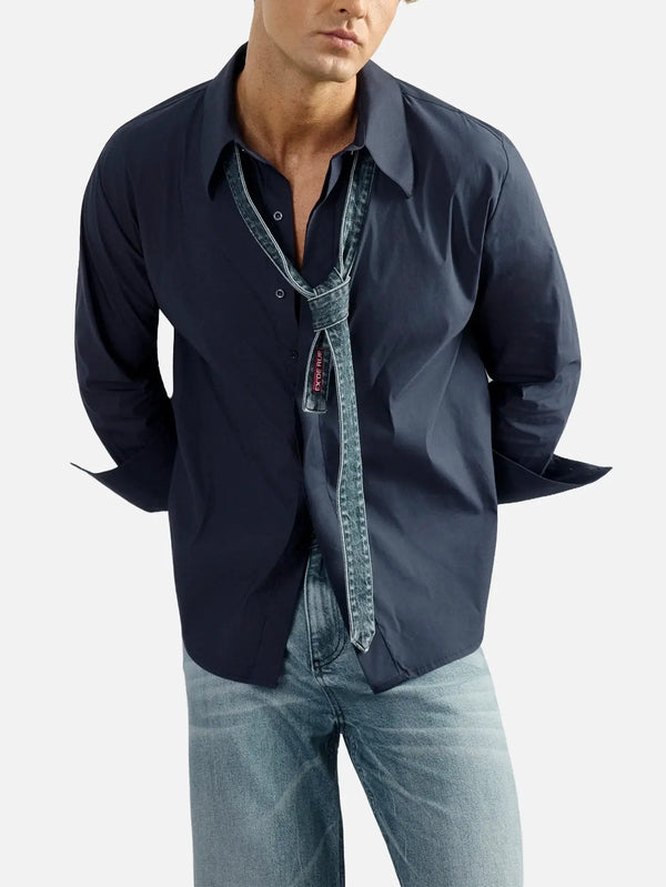 EX DE RUE Merlot Man Shirt – lacivert, önden görünüm