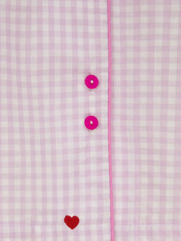 MI MAGIC LOVE Mio Mini Set - Pink Gingham – Pink Gingham, yakından görünüm, düğme detayı