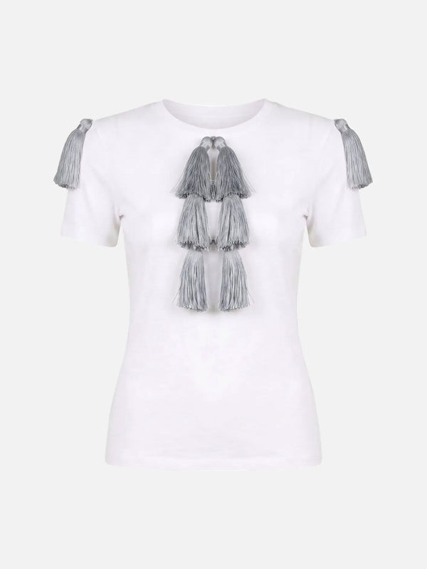 CULT FORM Napoleon Short Sleeve Top - White – beyaz, önden görünüm