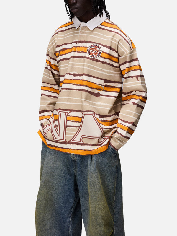 NAPAPIJRI, PDF x Napapijri Long Sleeve Polo - Spraied Stripes, T-SHIRT, shopi go'da!