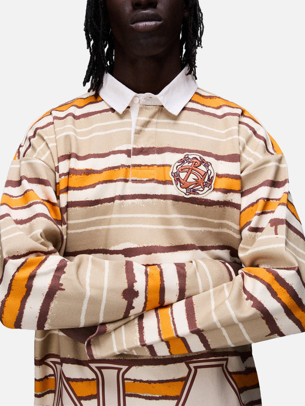 NAPAPIJRI, PDF x Napapijri Long Sleeve Polo - Spraied Stripes, T-SHIRT, shopi go'da!