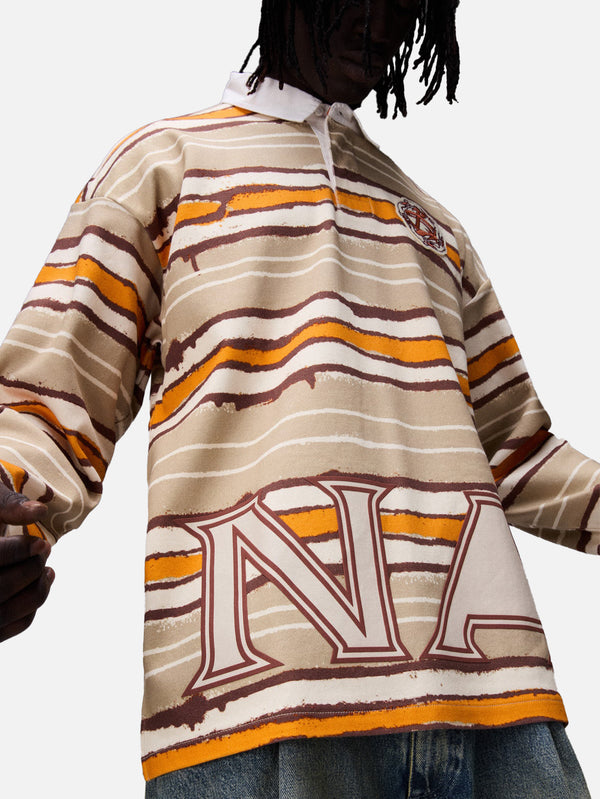 NAPAPIJRI, PDF x Napapijri Long Sleeve Polo - Spraied Stripes, T-SHIRT, shopi go'da!