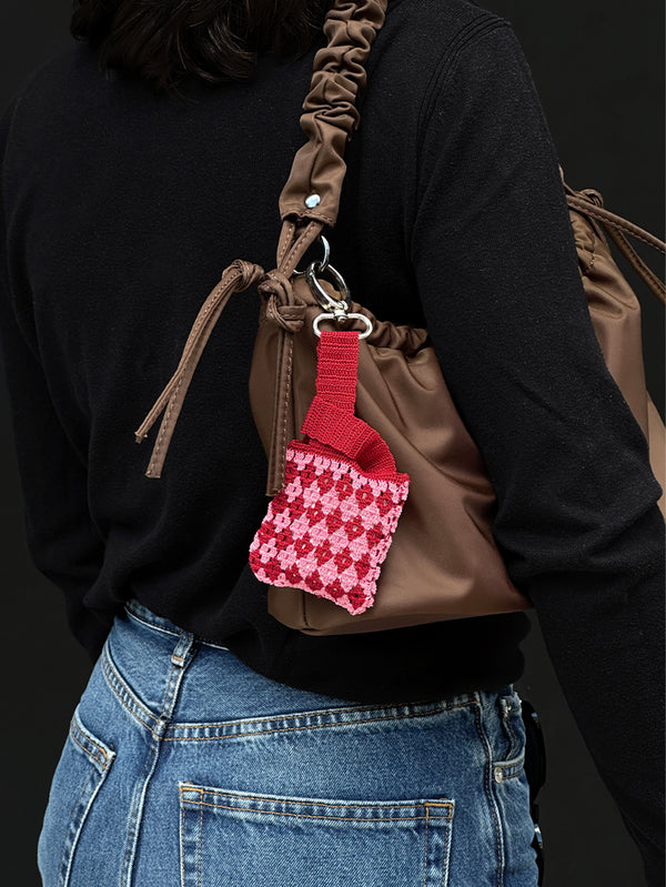 OHM HANDMADE, Optimist Airpods Çantası - Kırmızı Pembe, AIRPODS KILIFI, shopi go'da!