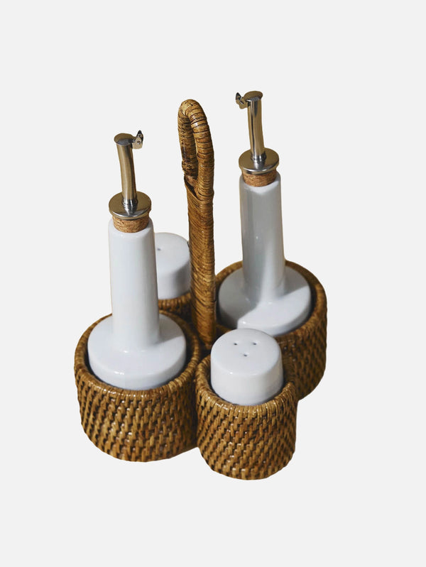 KING ZOO, Rattan  Oil, Vinegar, Salt, and Pepper Shaker Set , YAĞDANLIK, shopi go'da!