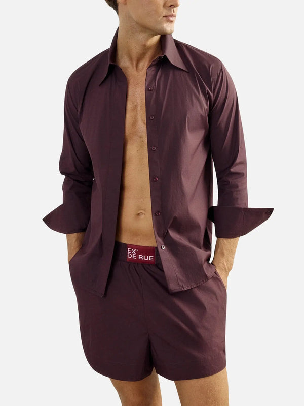 EX DE RUE Oversize Bordeaux Shirt – Bordeaux, önden görünüm