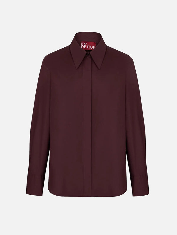 EX DE RUE Oversize Bordeaux Shirt – Bordeaux, önden görünüm