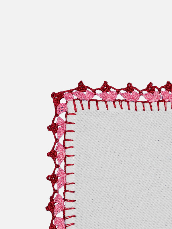 OHM HANDMADE, Bardak Altliği 4'Lü Set - Beyaz Pembe Kırmızı, BARDAK ALTLIĞI, shopi go'da!