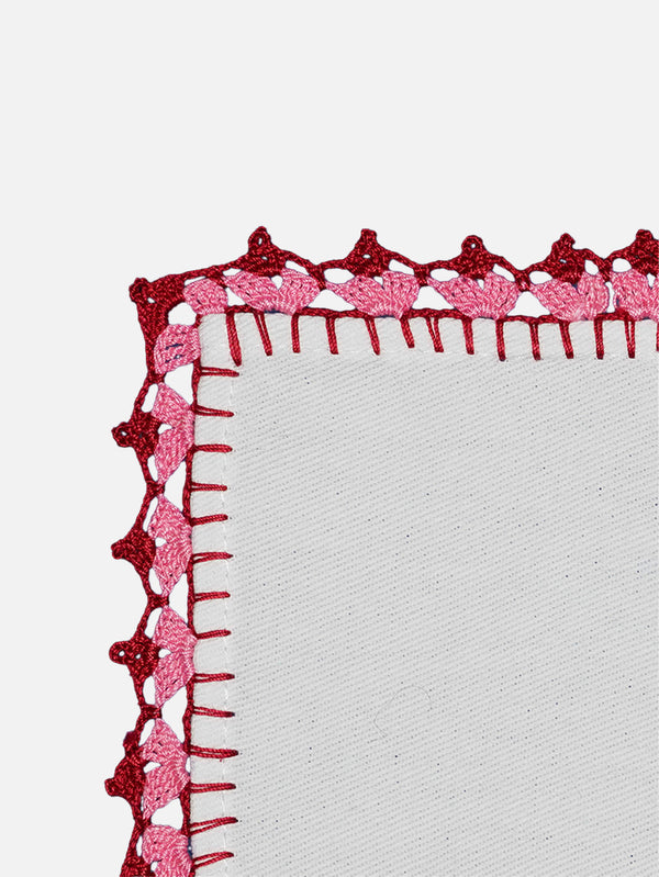 OHM HANDMADE, Amerikan Servis 4'Lü Set - Beyaz Pembe Kırmızı, AMERİKAN SERVİS, shopi go'da!